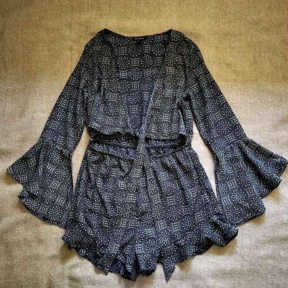 Revamped Bell Sleeve Romper Bikini Cover-up